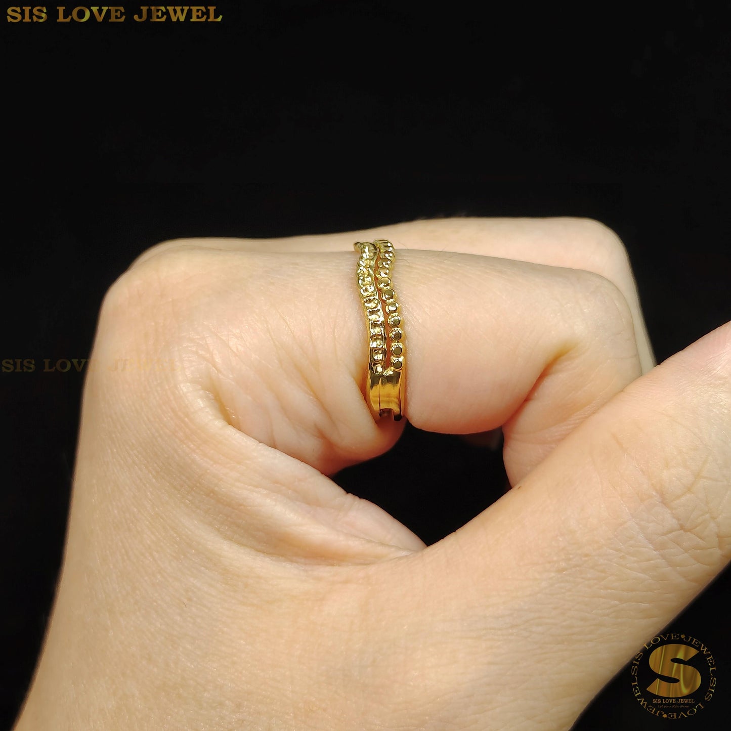 Simple Double Layer Adjustable Ring R079