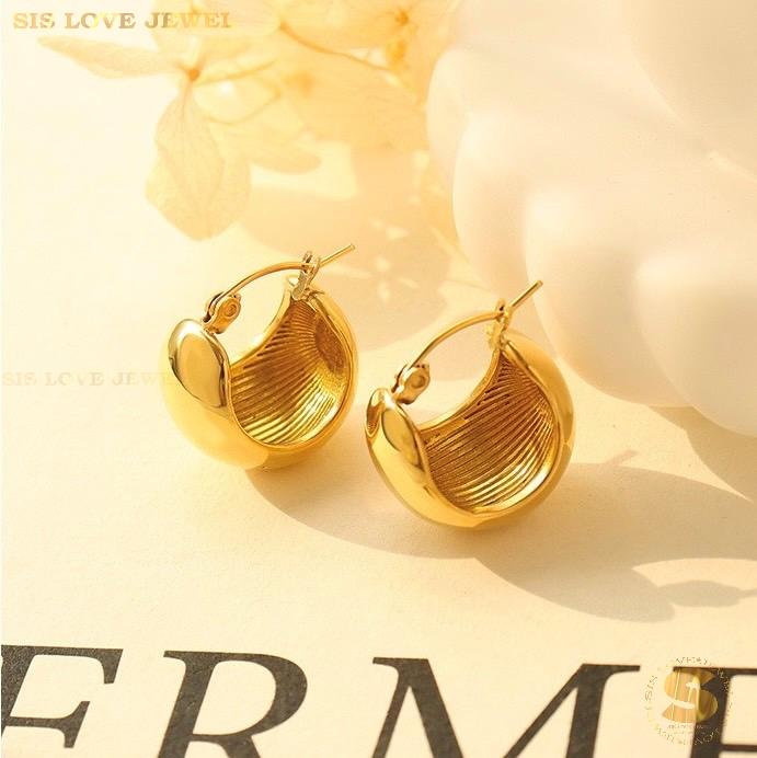Polished Dome Hoop Earrings S010