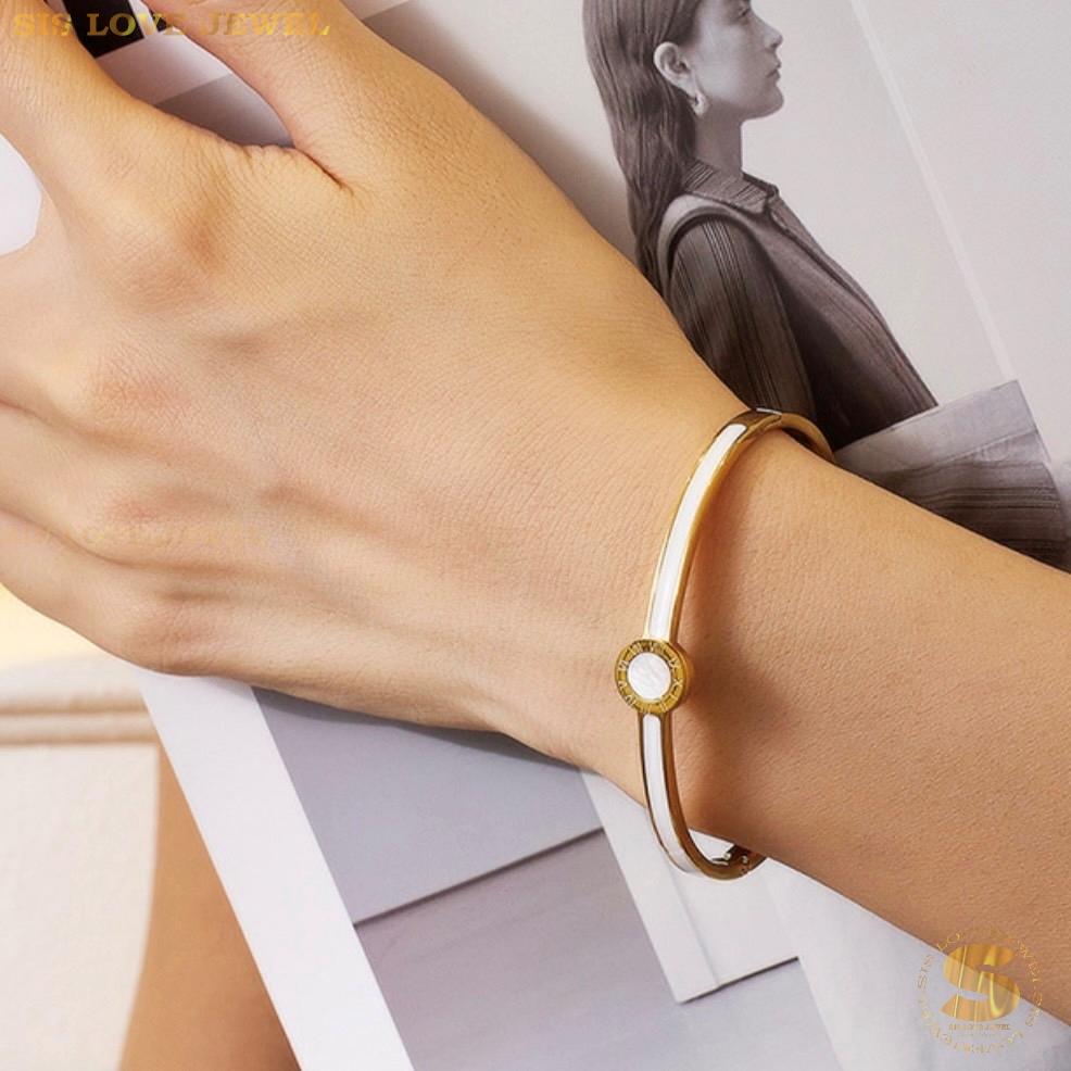 Roman Oval Bangle H089 White