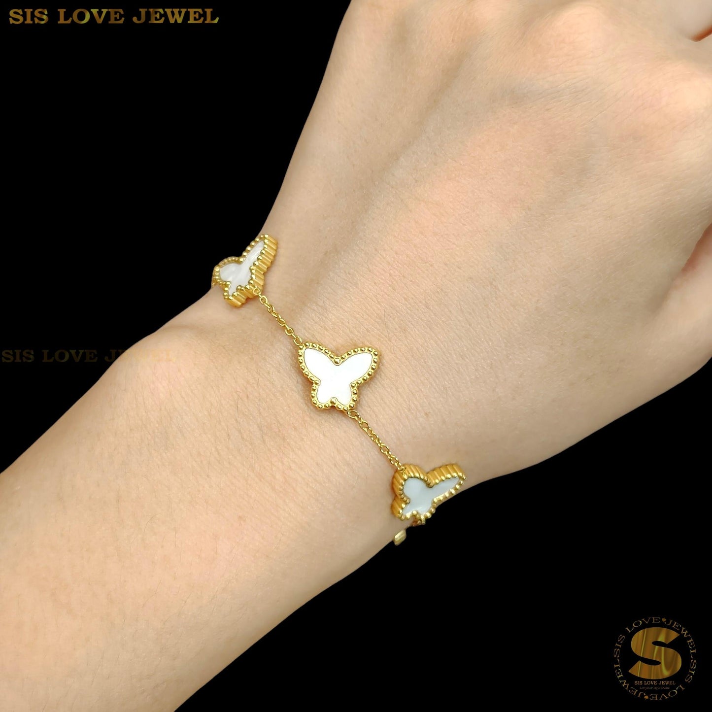 Double Sides White Shell Butterfly Bracelet B159