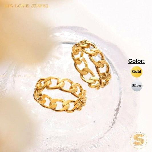 Chunky & Stylish Gold Plated Cuban Ring R032