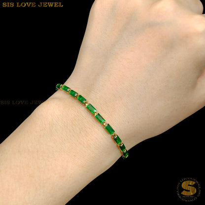 Green Color Cubic Zirconia Bracelet B094