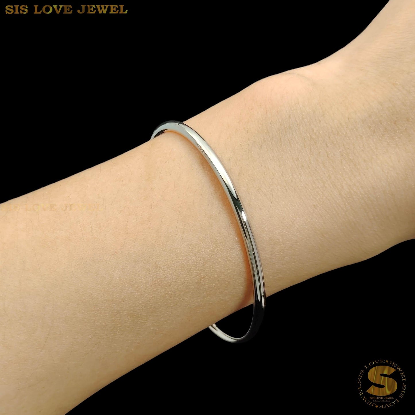 Modern Silver Plain Round Bangle H001 Silver