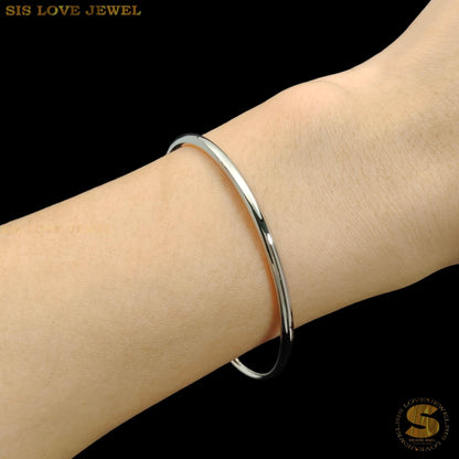 Modern Silver Plain Round Bangle H001 Silver
