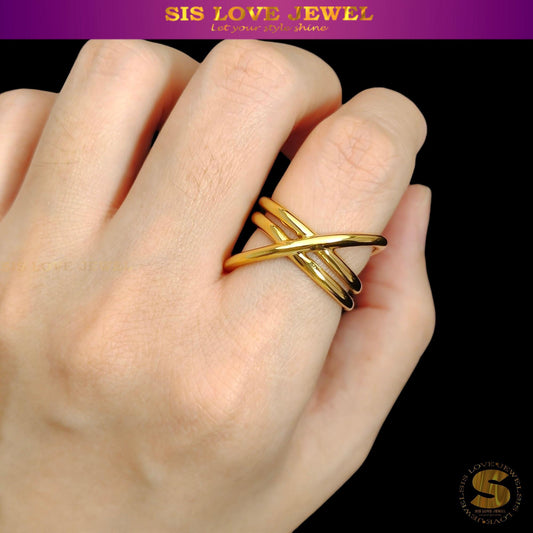 Cross Design Adjustable Ring R107