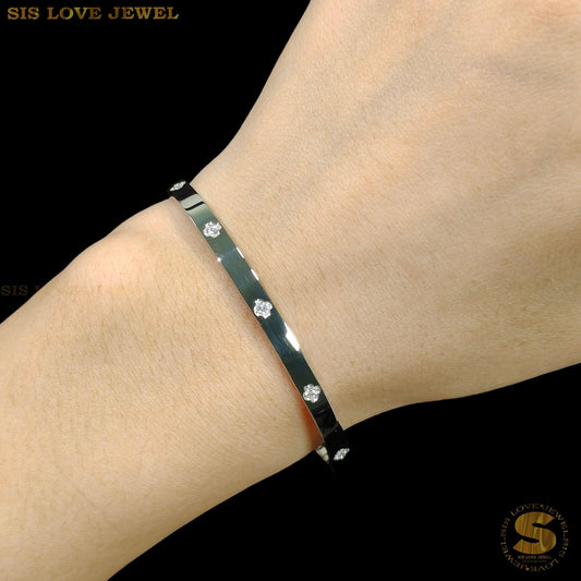 Starlight Zirconia Silver Bangle H102 Silver