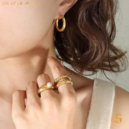 Everyday Gold Chunky Hoops S009