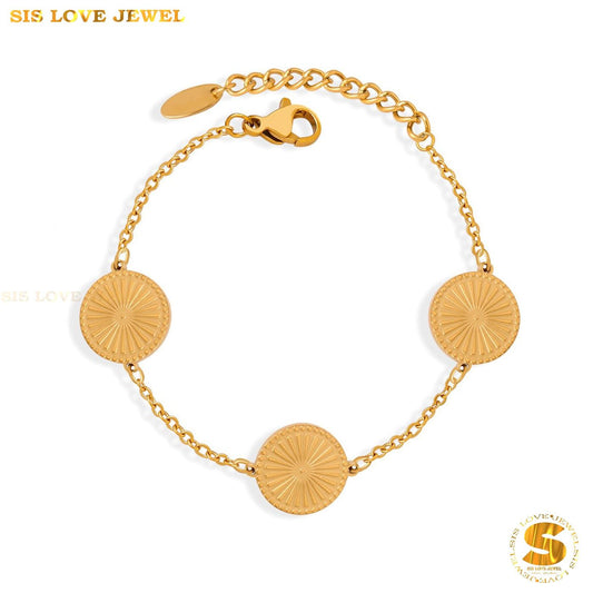 3 Disc Charm Bracelet B135