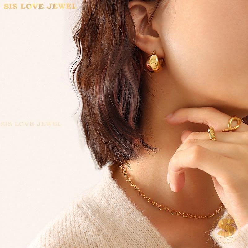 Polished Dome Hoop Earrings S010
