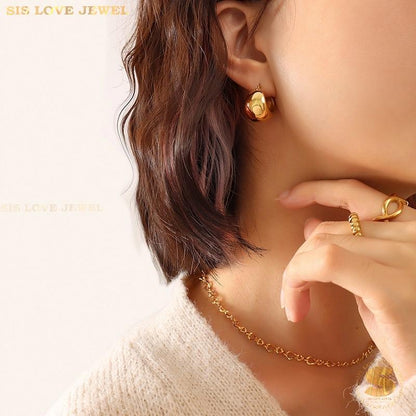Polished Dome Hoop Earrings S010