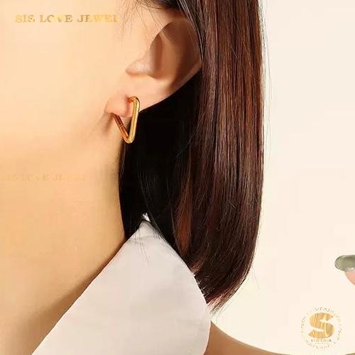 Geometric Triangle Hoop Earrings S057