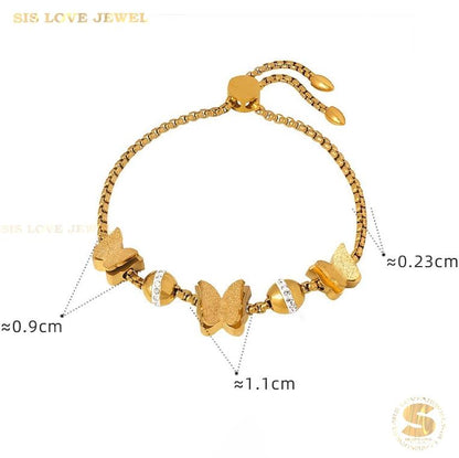 3 Butterfly Adjustable Chain Bracelet B082