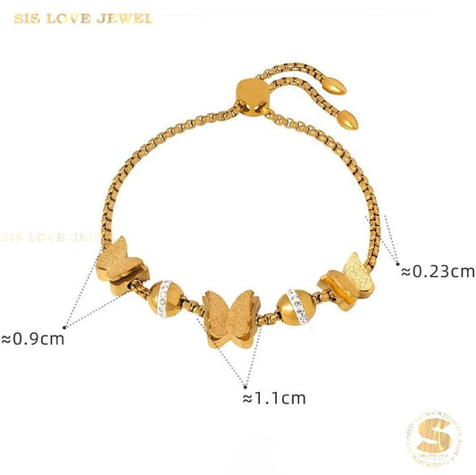 3 Butterfly Adjustable Chain Bracelet B082