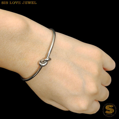 Silver Color Knot Adjustable Bangle H003