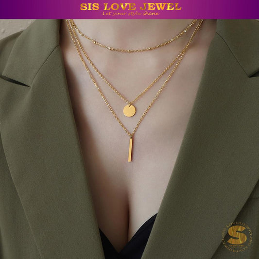 3-Layer Gold Plated Necklace N056