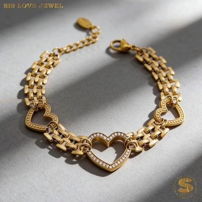 Zircon Heart Chunky Chain Bracelet B260