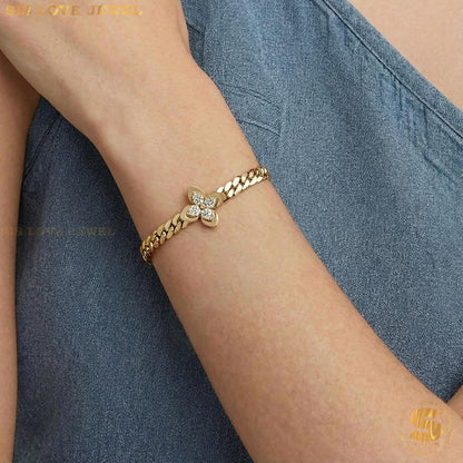 Delicate Clover Cuban Bracelet and Necklace N162 B263