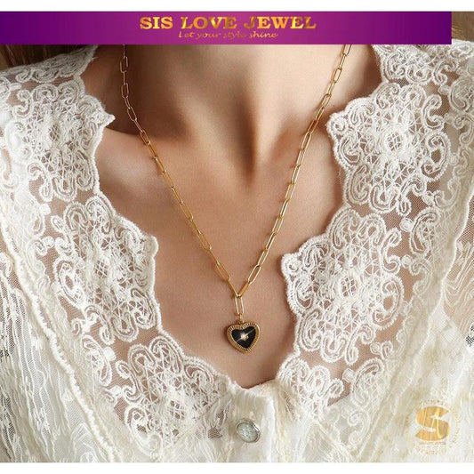 Stylish Paperclip Love Pendant Necklace N085