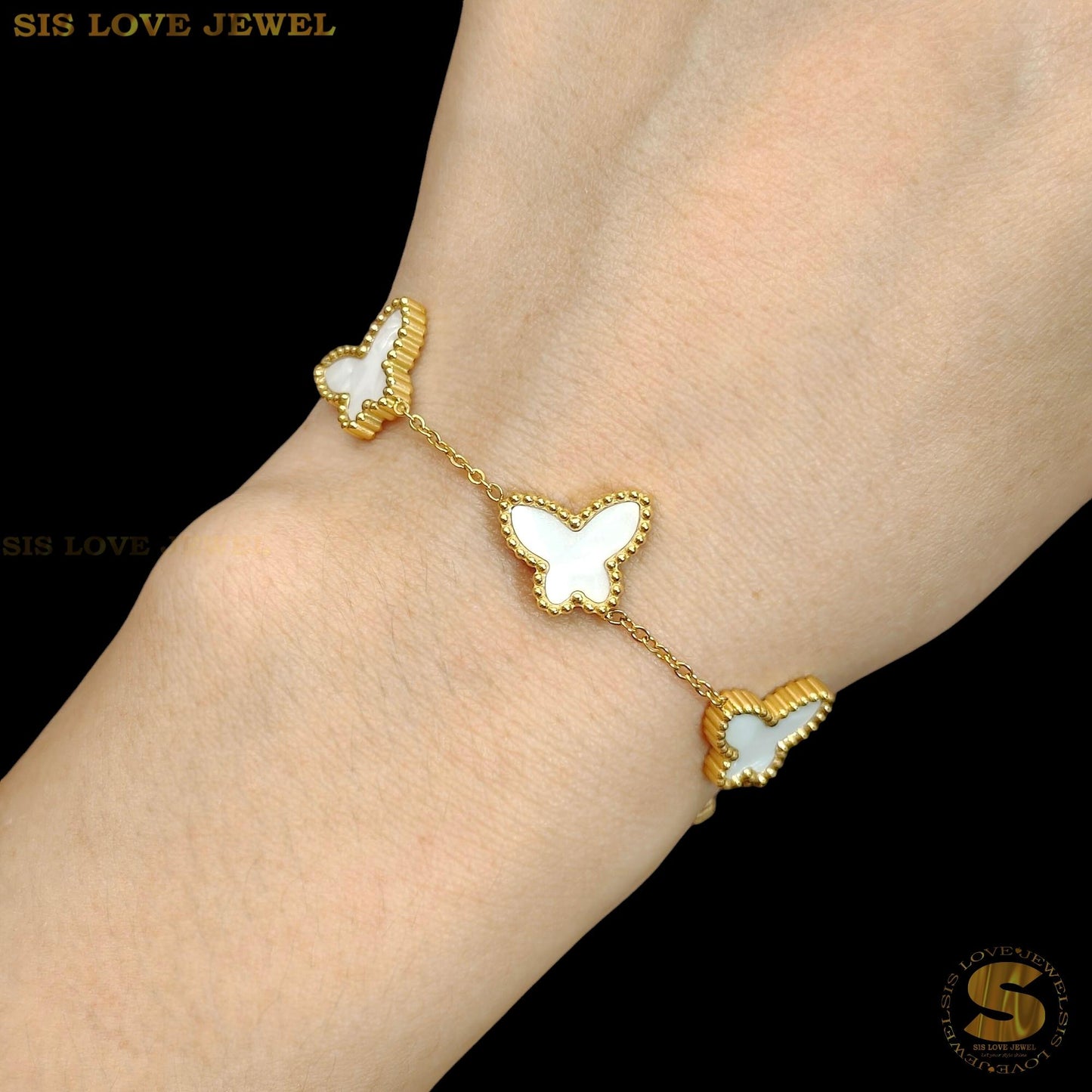 Double Sides White Shell Butterfly Bracelet B159