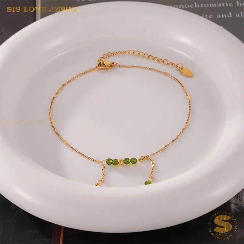 Olive Green Crystal Anklet A031