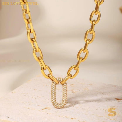 Zirconia Chain Necklace and Bracelet Set