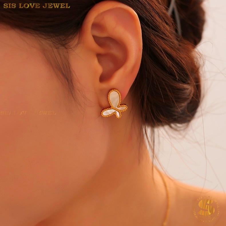 Gold Plated Butterfly Stud Earrings Necklace Set