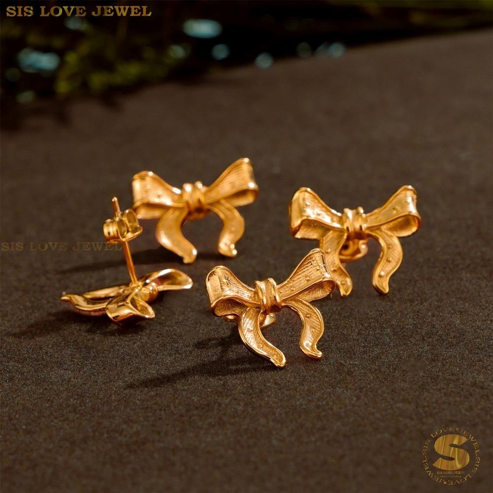 Dainty Ribbon Bow Studs S036
