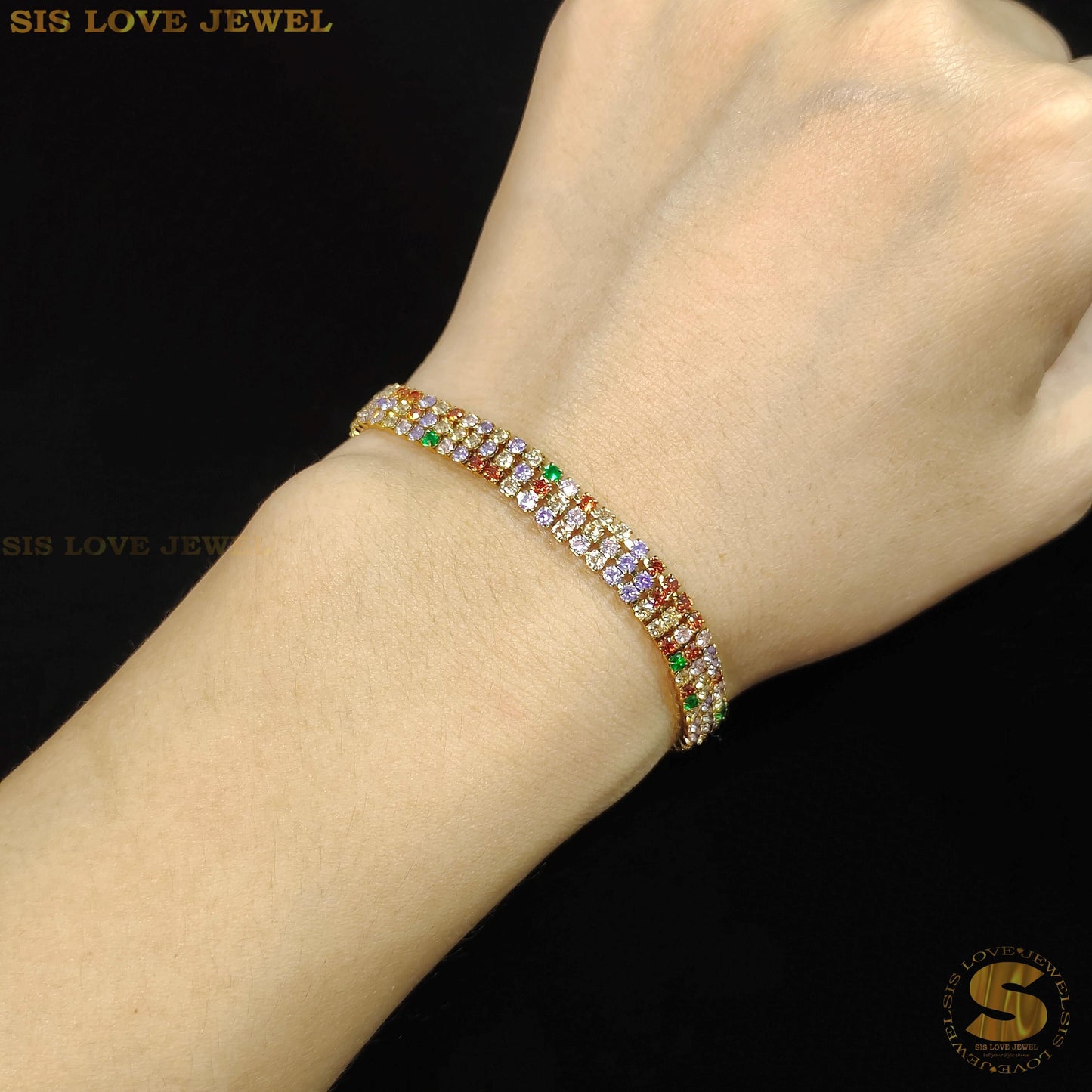 Colorful Cubic Zirconia 3 Layers Bracelet B146