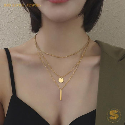 3-Layer Gold Plated Necklace N056