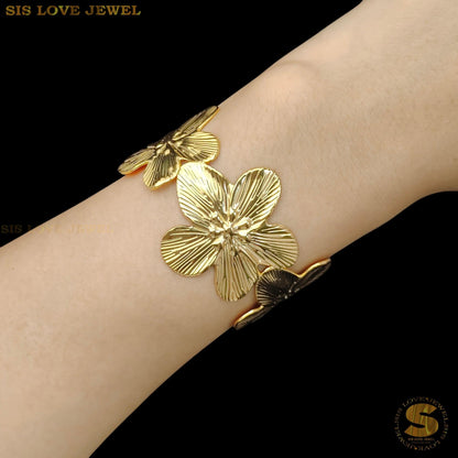 Big Flowers Adjustable Open Bangle H159