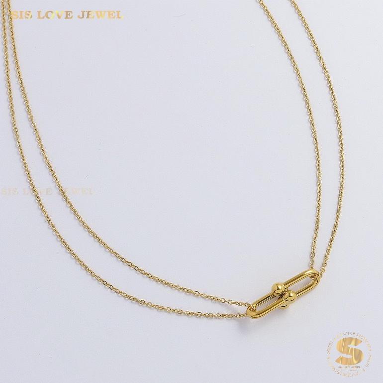 Golden Link Charm Necklaces N148