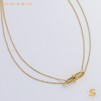 Golden Link Charm Necklaces N148