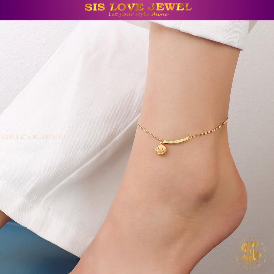 Smiley Face Gold Plated Anklet A025