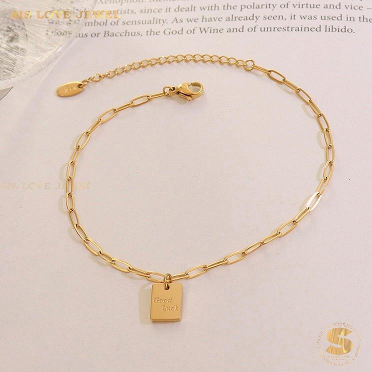 Paperclip Chain Good Luck Anklet A039