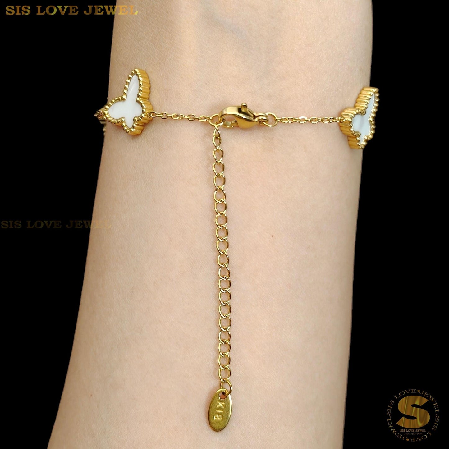 White Butterfly Bracelet B159 White