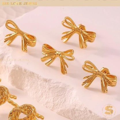 Dainty Ribbon Bow Studs S027