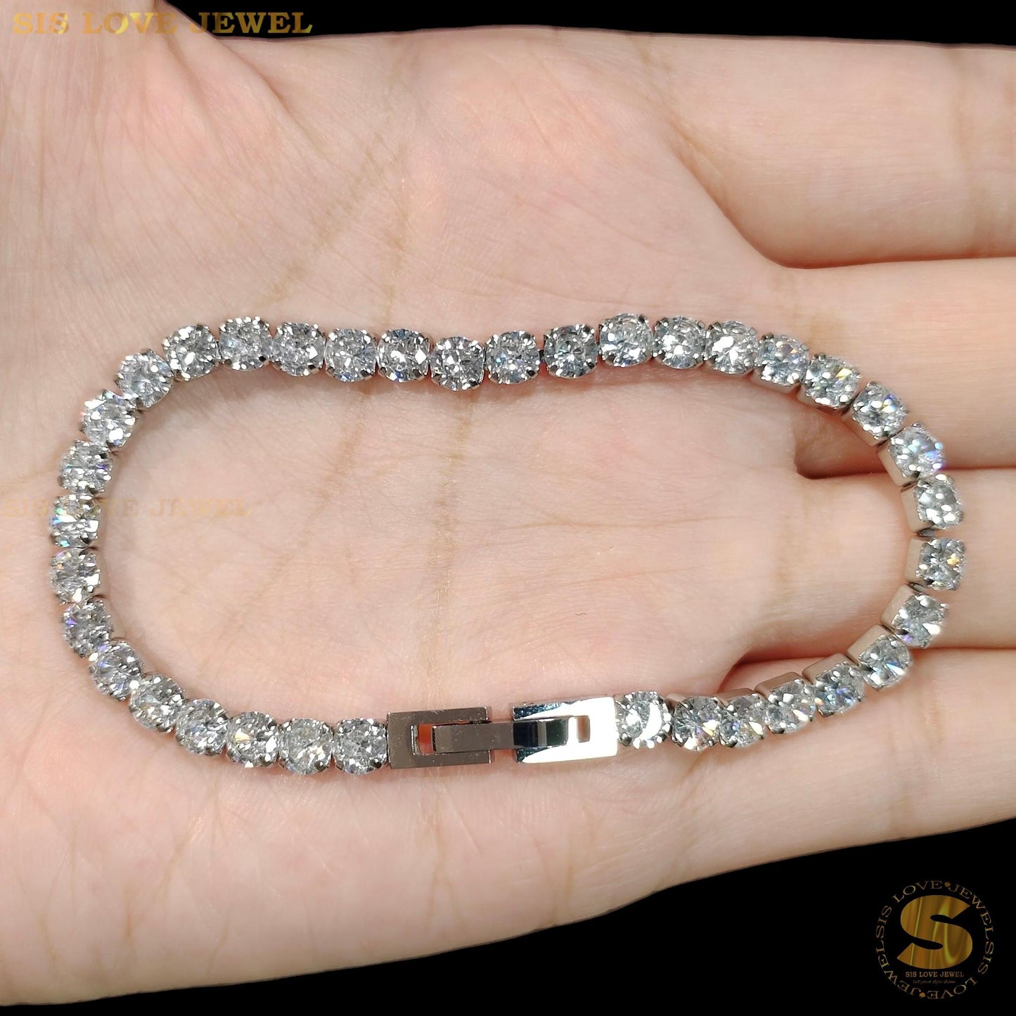 Silver Color Cubic Zirconia Tennis Bracelet B042