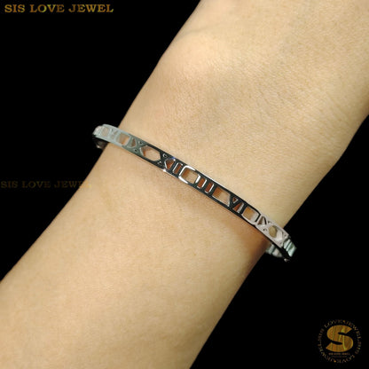 Timeless Roman Whisper Bangle H036 Silver