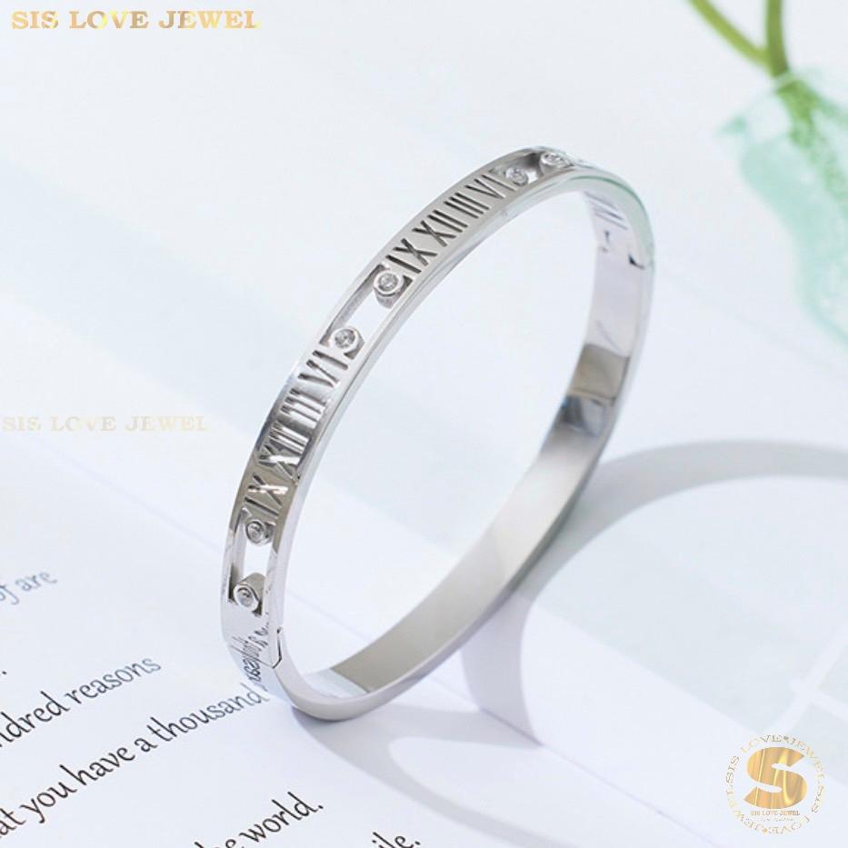 Roman Number Bangle H041 Silver