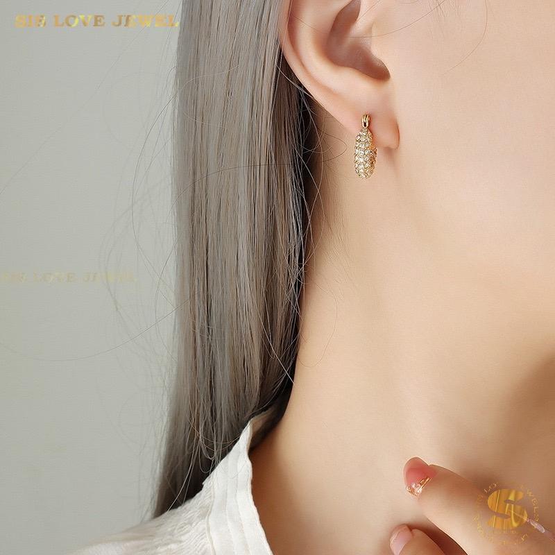 Dainty Zirconia Gold Plated Huggie Earrings S026