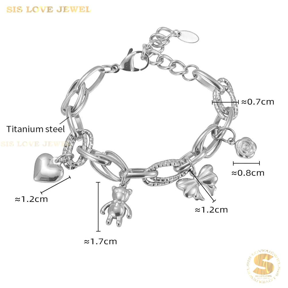 Statement Chunky Charm Bracelet B254