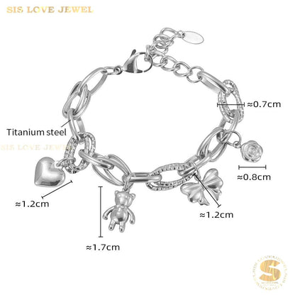 Statement Chunky Charm Bracelet B254