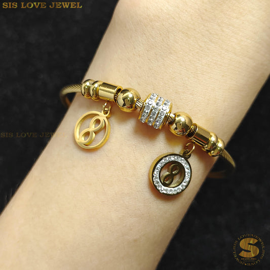 Lucky 8 Round Charm Bangle H064