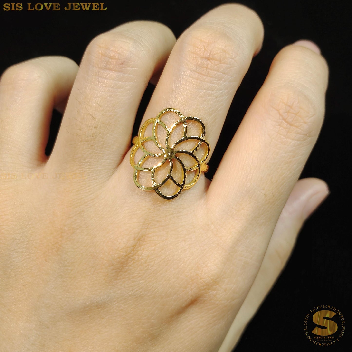 Big Flower Adjustable Ring R090