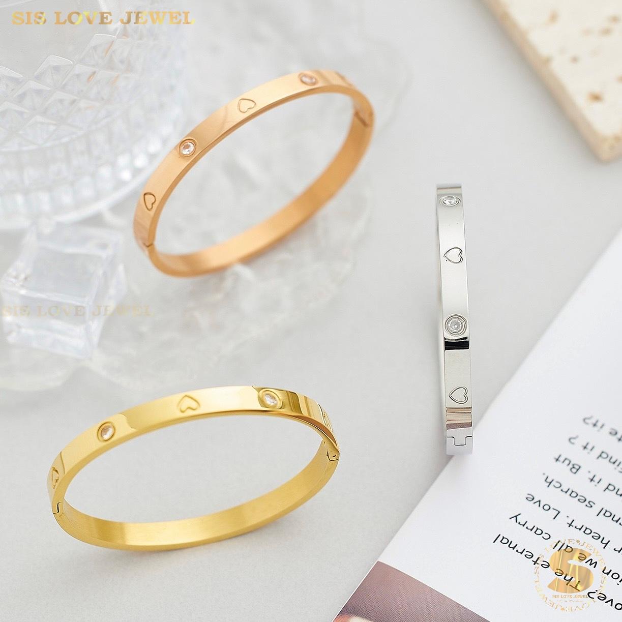 Sparkling Zirconia Oval Bangle H030 Rose Gold