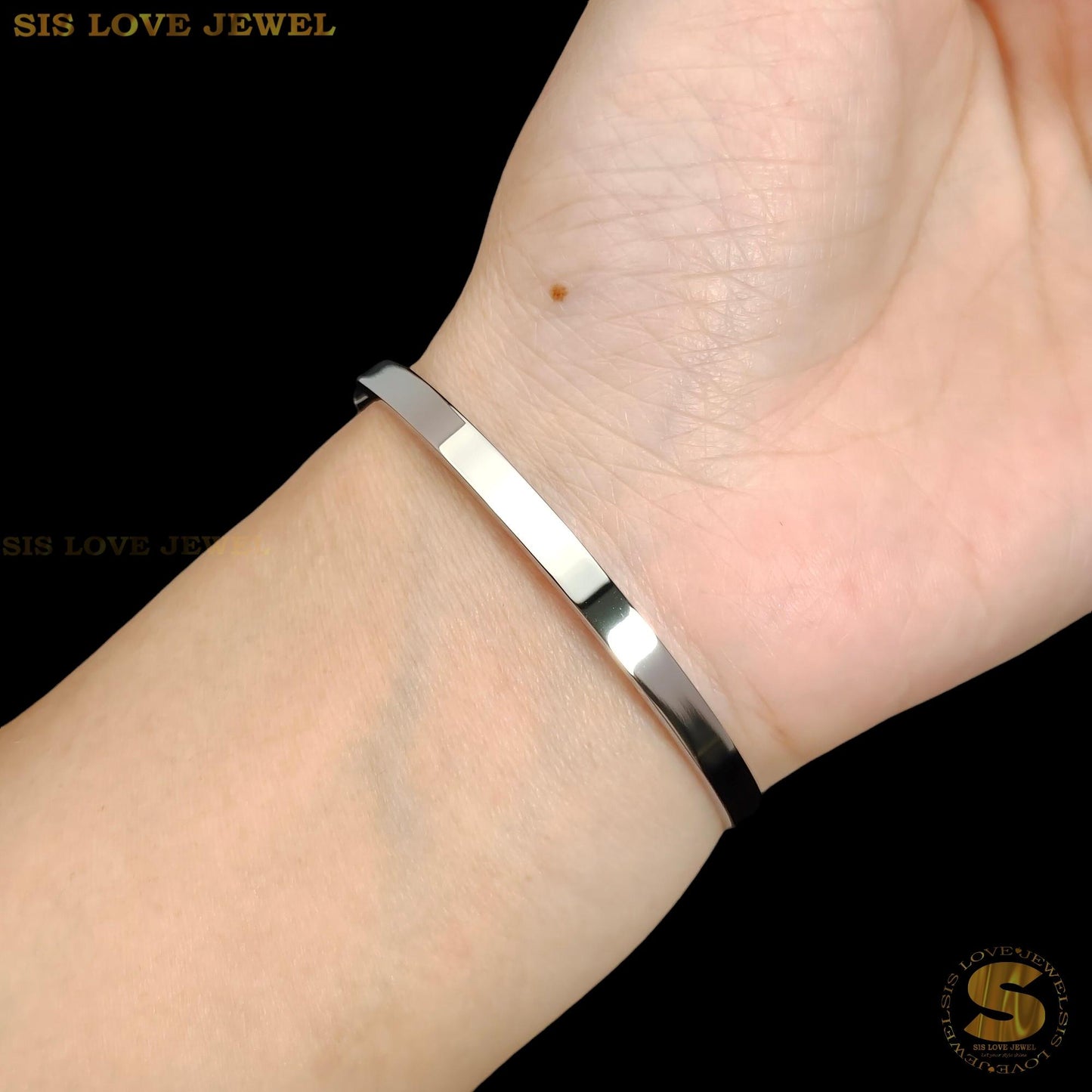 H-Shape Adjustable Bangle H018 Silver