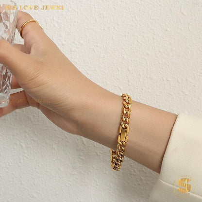 Cuban Link Chain Bracelet B046 Gold