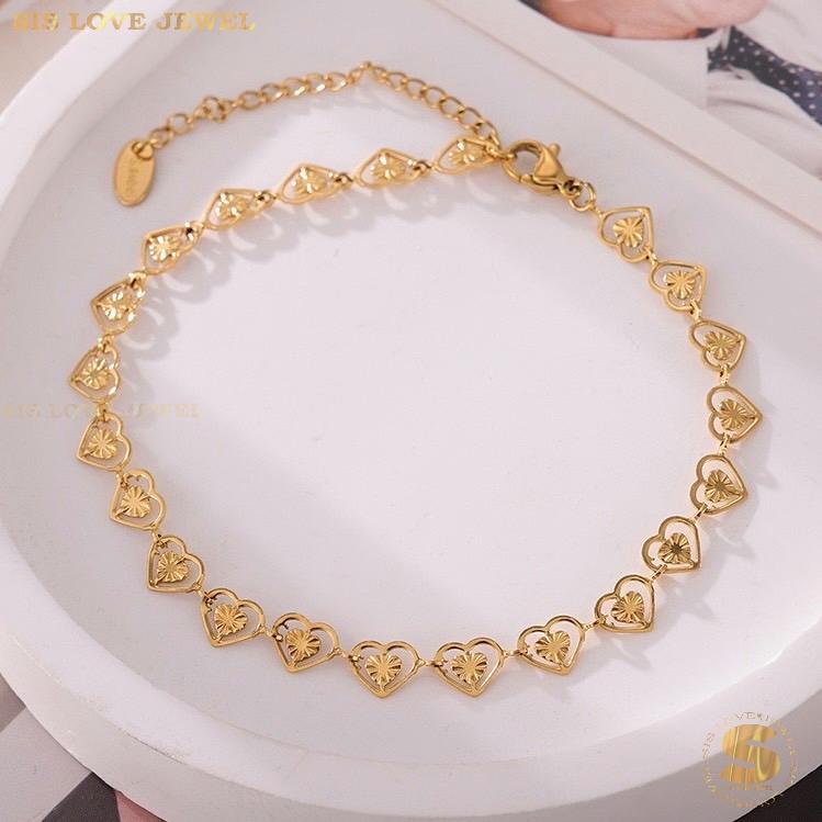 Dainty Heart Charm Gold Plated Anklet A028