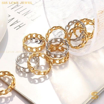 Chunky & Stylish Gold Plated Cuban Ring R032