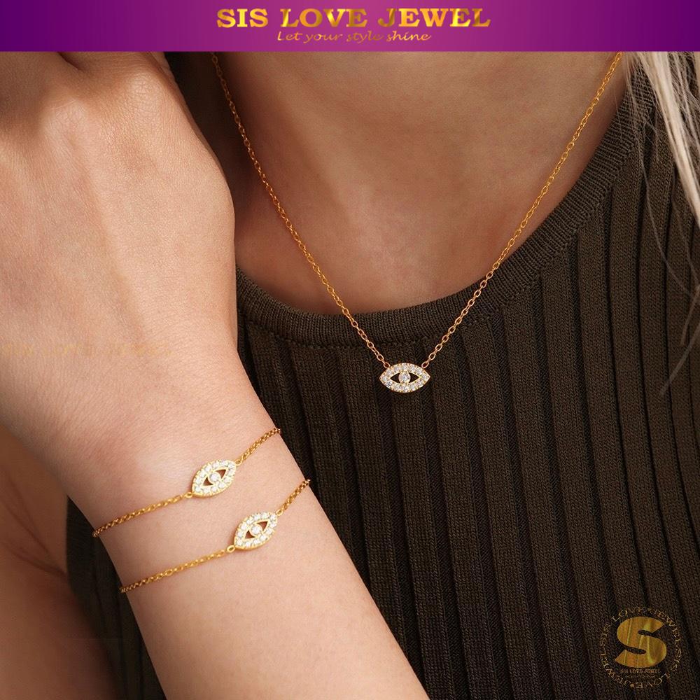 Zirconia Eye Necklace & Bracelet Set
